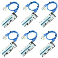 hot selling 6pcs 008s 3 in 1 pcie pci e pci express riser card 1x to 16x usb 3 0 data cable for bitcoin mining btc graphics card
