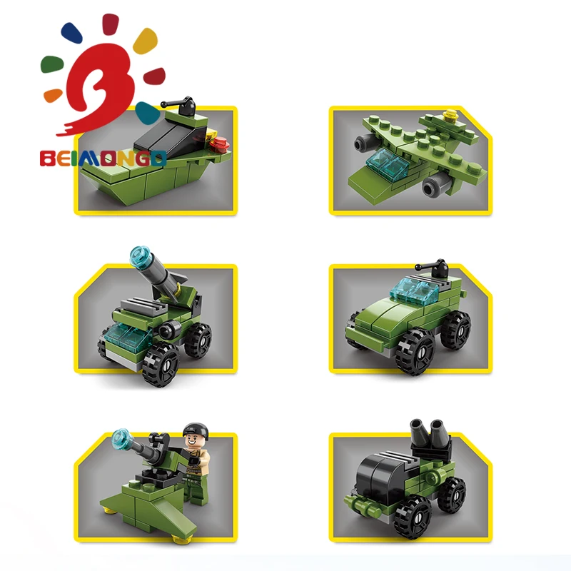Бесплатная доставка! Строительные блоки BEIMONGO Mini Land Force 138 шт. мини 6 в 1 умные
