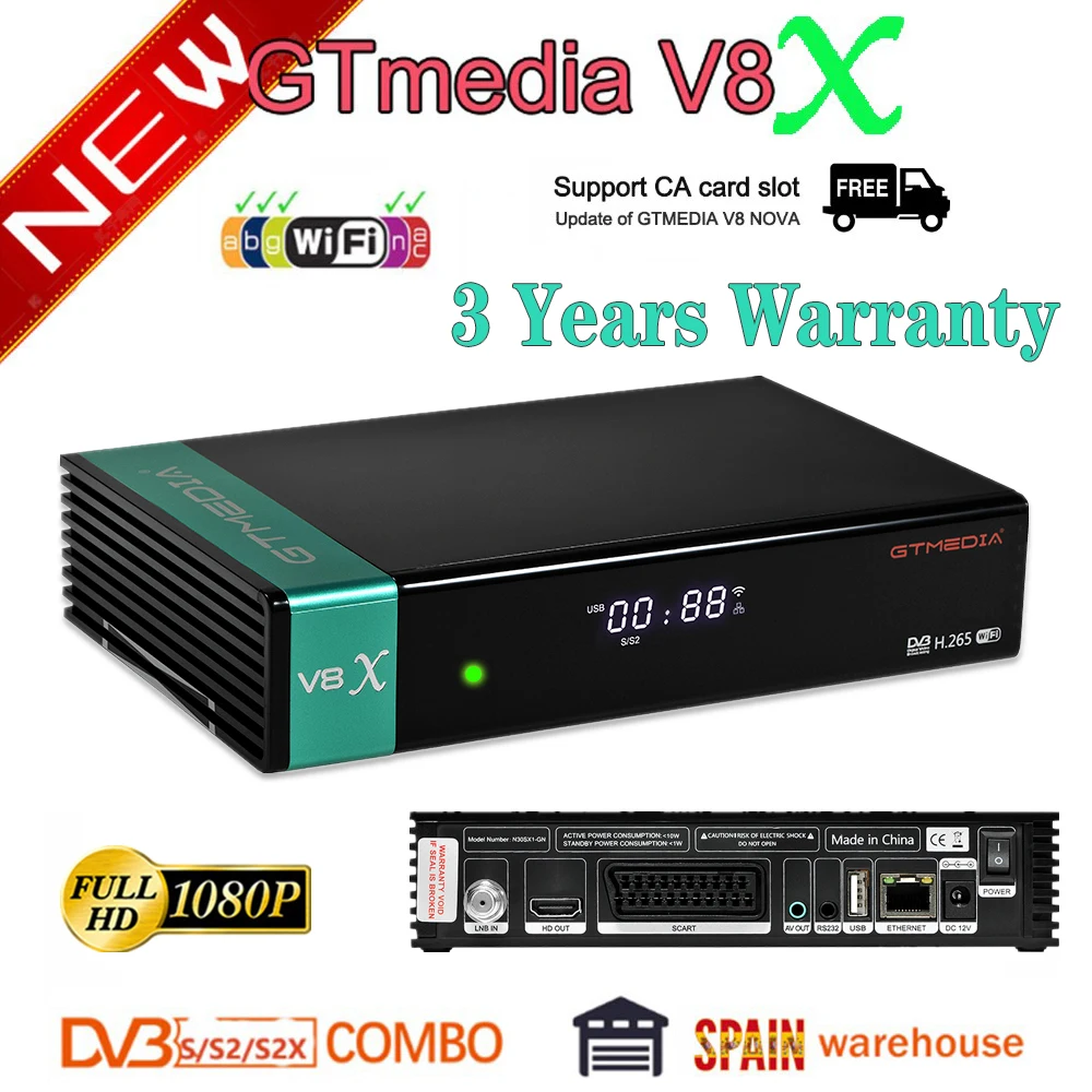 Лучший 1080P DVB-S2 GTmedia V8X-цифра спутниковый телевизионный ресивер Встроенный wifi Full HD