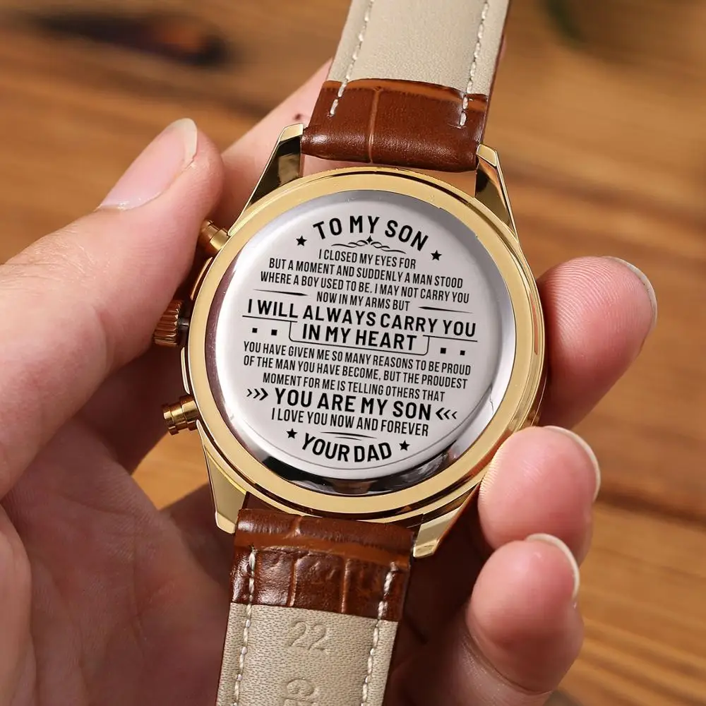 

"To My Son You Dad Automatic Quartz stainless Steel Engraved Watches Luxury Fashion Men Watches Kids Watch Leather "