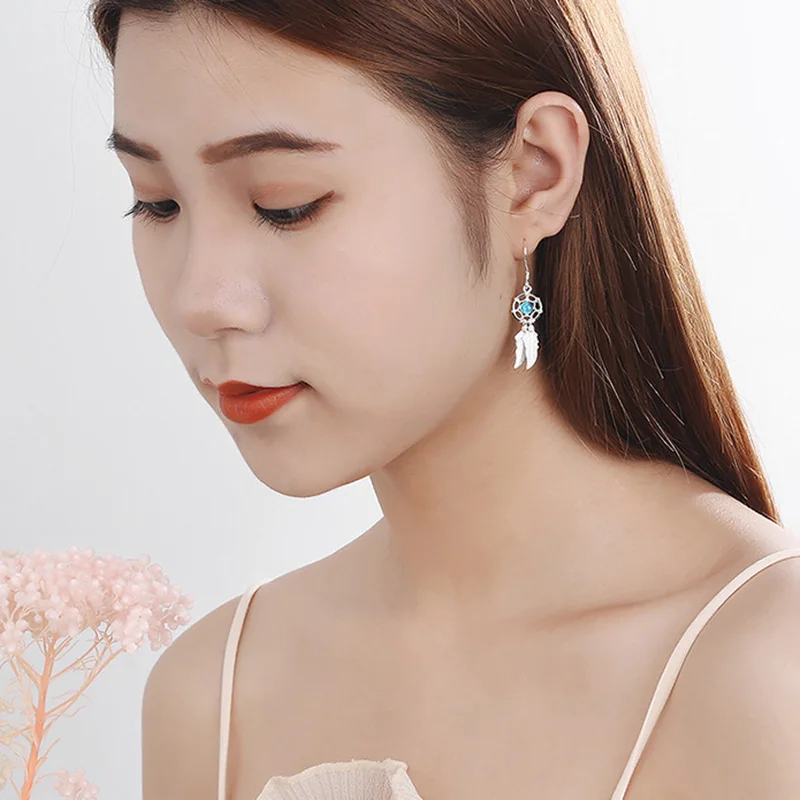 Женские серьги-подвески MEETSOFT посеребренные антиаллергические серьги в виде