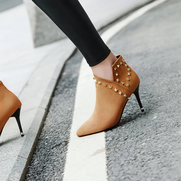 Big Size 9 10 11-16 boots women shoes ankle for ladies woman winter Metal trim rivet heel | Обувь