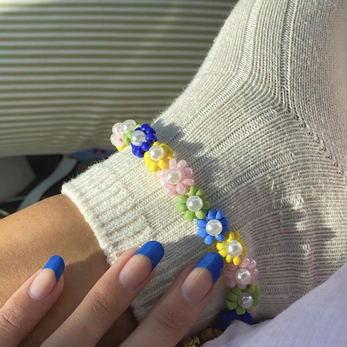 

Colorful Flower Beads Anklets Foot For Women Friends Bohemia Pearl Bead Anklet Bracelet Summer Beach Leg Chain Birthday Jewelry