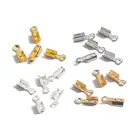 Шнуры для ювелирных изделий, 50 шт., золотистые, серебристые, цветные, обжимные, концевые заглушки для бус, кожаные, для браслетов