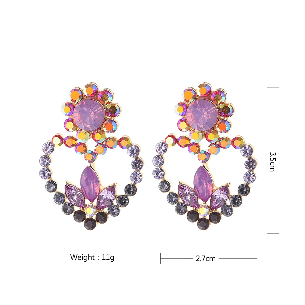 

Ztech Korean Elegant Full Colorful Heart Crystal Stud Earrings Women Girls Fashion Party Boucle D'oreille Party Wedding Jewelry