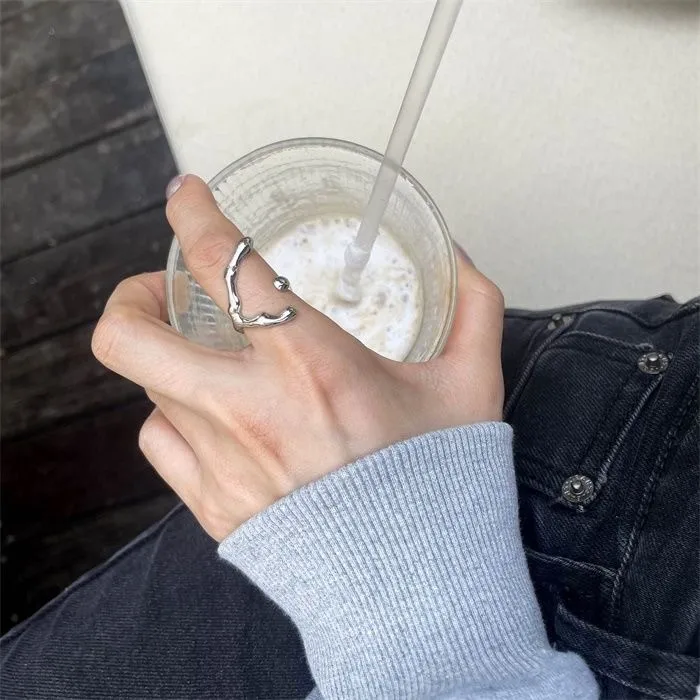 

Gothic Silver Plated Geometric Texture Ring for Women Irregular Strips Rings Personality Minimalist Open Ring Men Boy Jewelry