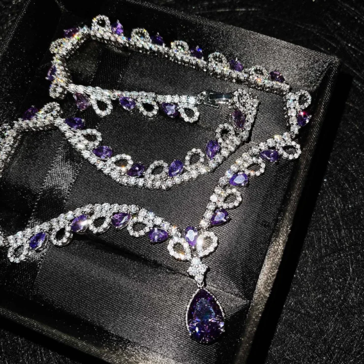 

Ocean Tears Necklace Luxury Micro-encrusted zircon Amethyst Pendant Female