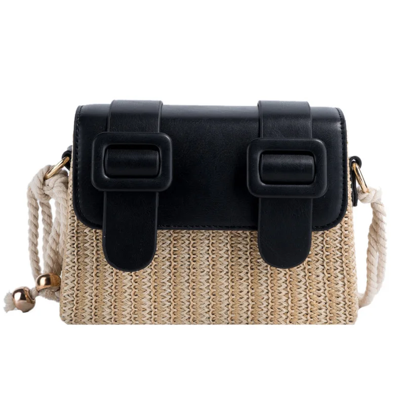 

Сумка женская Соломенная через плечо Aaby, черная, летняя, 2021