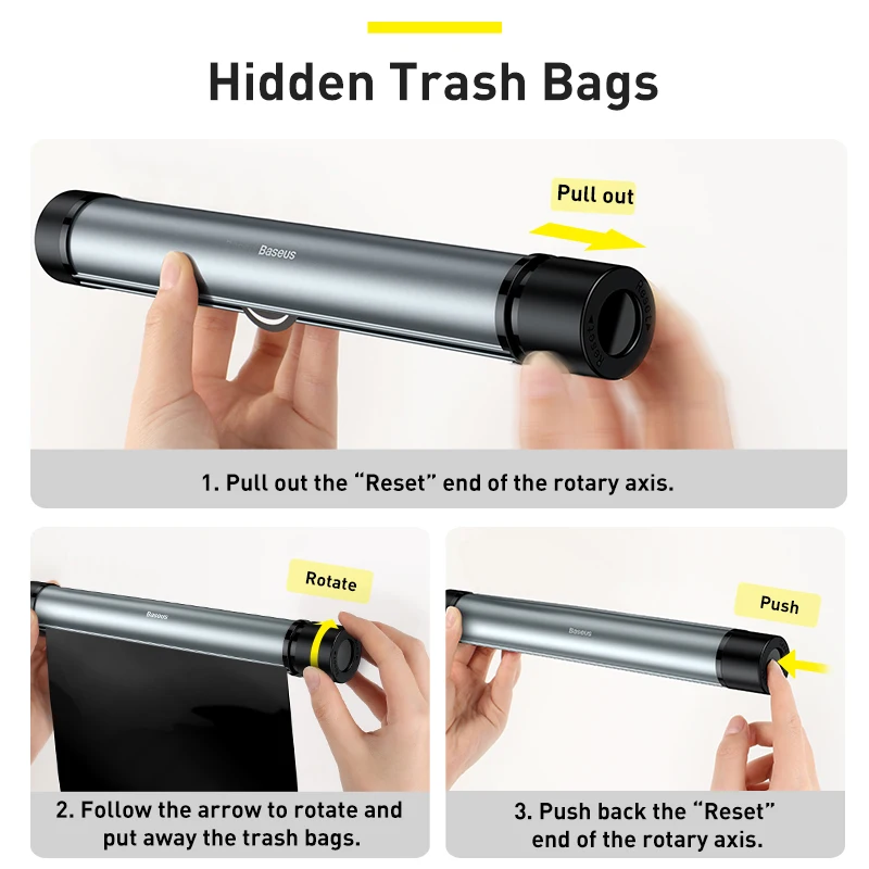 Baseus Car Organizer Rear Seat Back Trash Bag Metal Auto Storage Garbage Bags for Headrest Accessories | Автомобили и мотоциклы