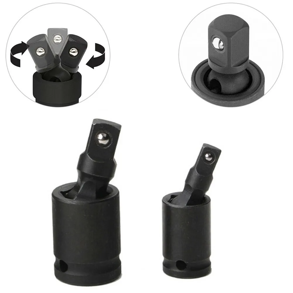 

2pcs Black Joint Air Impact Socket Sets 360°Rotate Wobble Extension Adaptor 3/8" And 1/4" For Repairing Automobiles Tools Parts