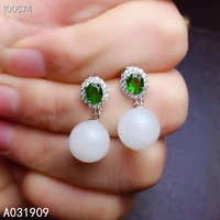 kjjeaxcmy boutique jewelry 925 sterling silver inlaid natural white jade diopside fine womens earrings support detection