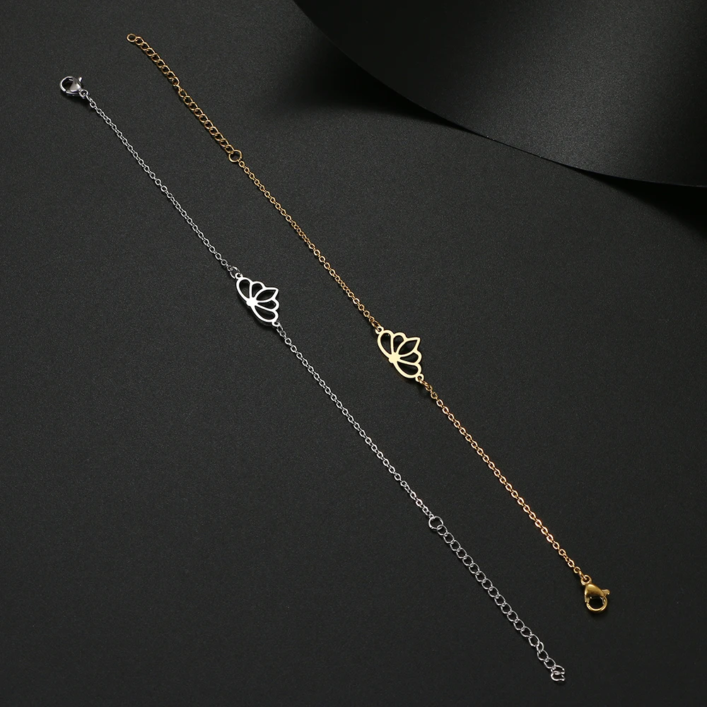 Классические изысканные браслеты из нержавеющей стали с лотосом модная цепочка