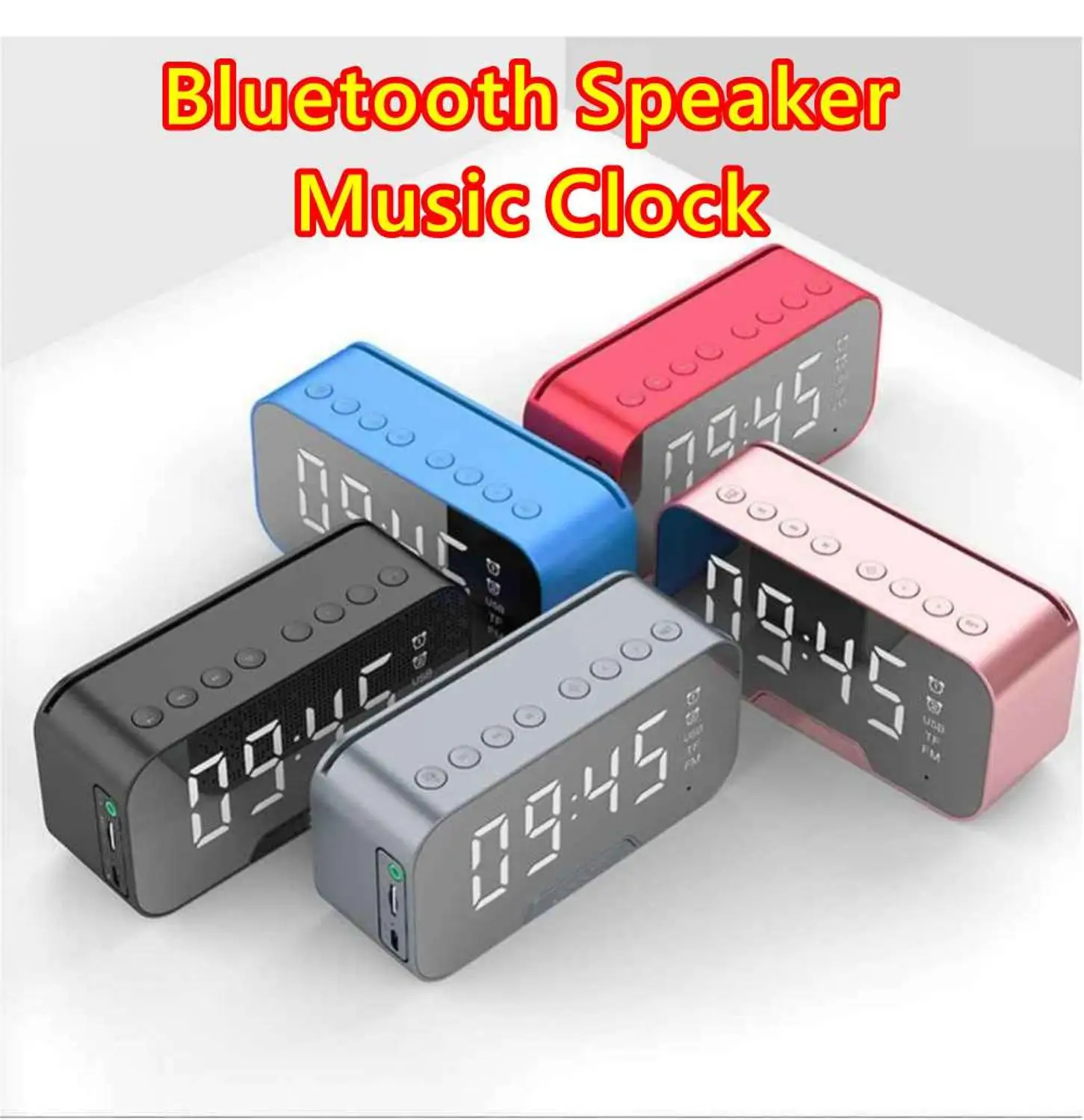 Wireless Speaker Tf Portable Bluetooth Table Digital Alarm Clocks LED Dedside Electronic Clock With Thermometer Fm Radi0 | Дом и сад