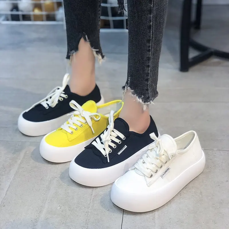 

Net Red Bread Canvas Shoes Women 2021 New Korean Fashion Lightweight Platform Sports Casual Shoes Women Shoes