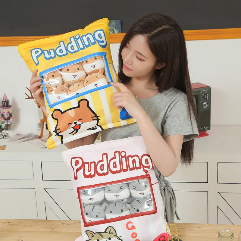 

Pudding Bag Plushie Mini Animal Balls A Bag of Snacks Hamster Dog Plush Snack Pillow Doll Bag Soft Cushion Simulation 8pcs Xmas