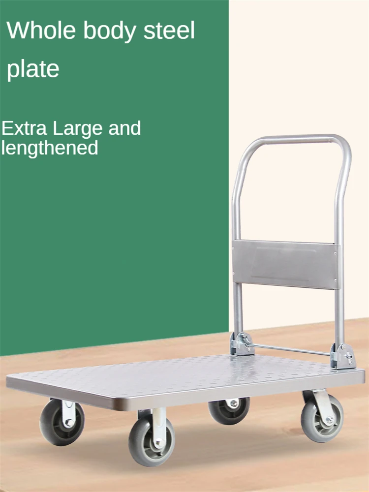 

Steel Platform Hand Truck Cart Dolly 500kg Loading Capacity Foldable Flatbed with Swivel Wheels