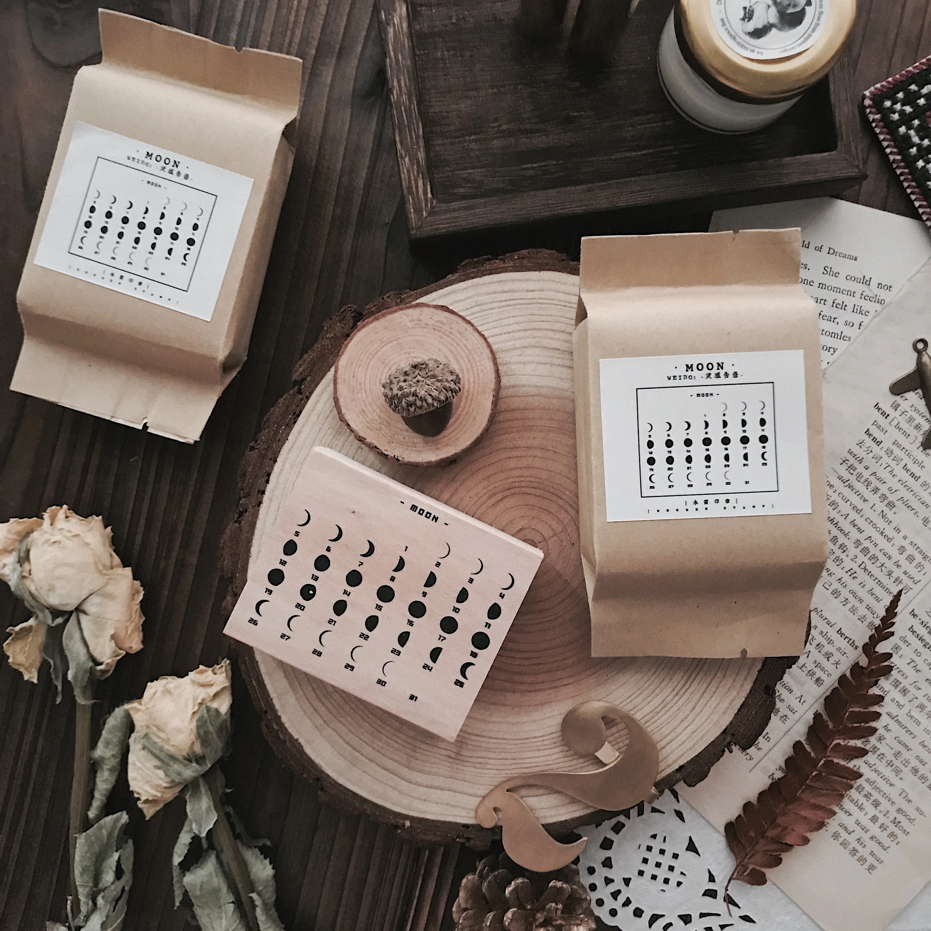 Деревянные Марки для скрапбукинга винтажный лунный календарь резиновый