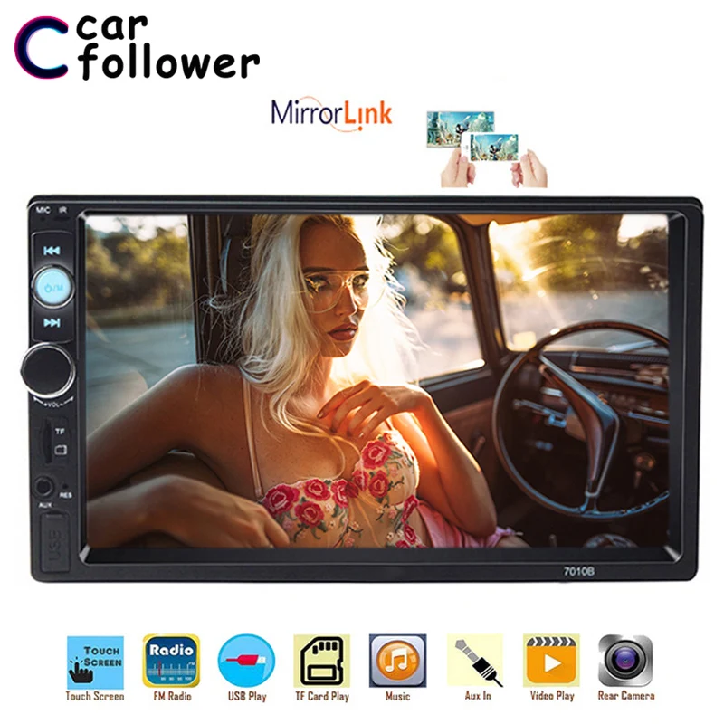 Автомагнитола 2 Din универсальная с сенсорным экраном 7 дюймов и поддержкой камеры