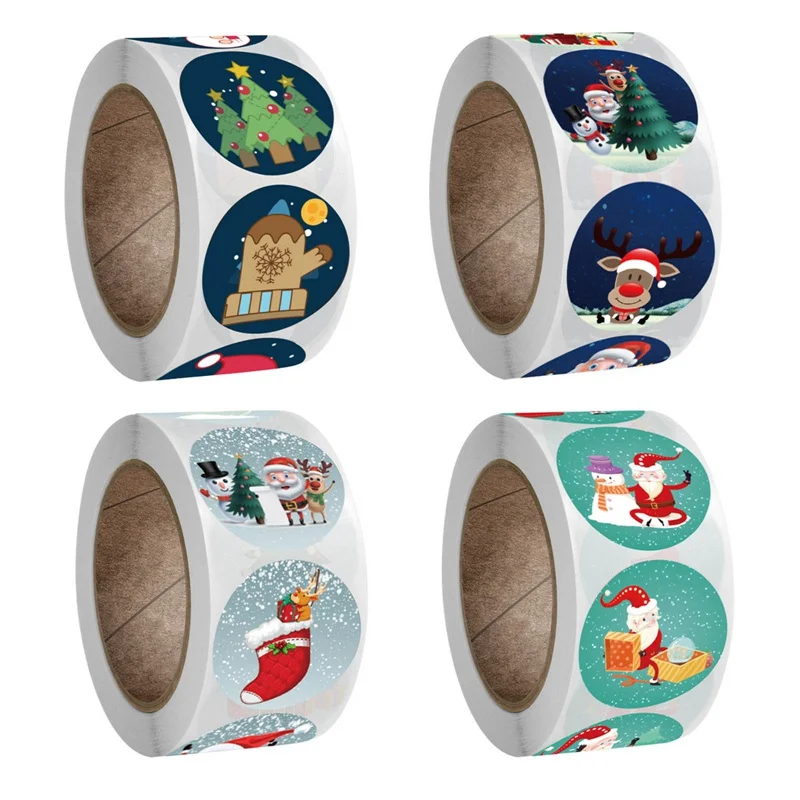 

500 шт./рулон Рождественский подарок запечатывания наклейки Рождественская елка Снеговик Дизайн дневник в стиле Скрапбукинг наклейки вечер...
