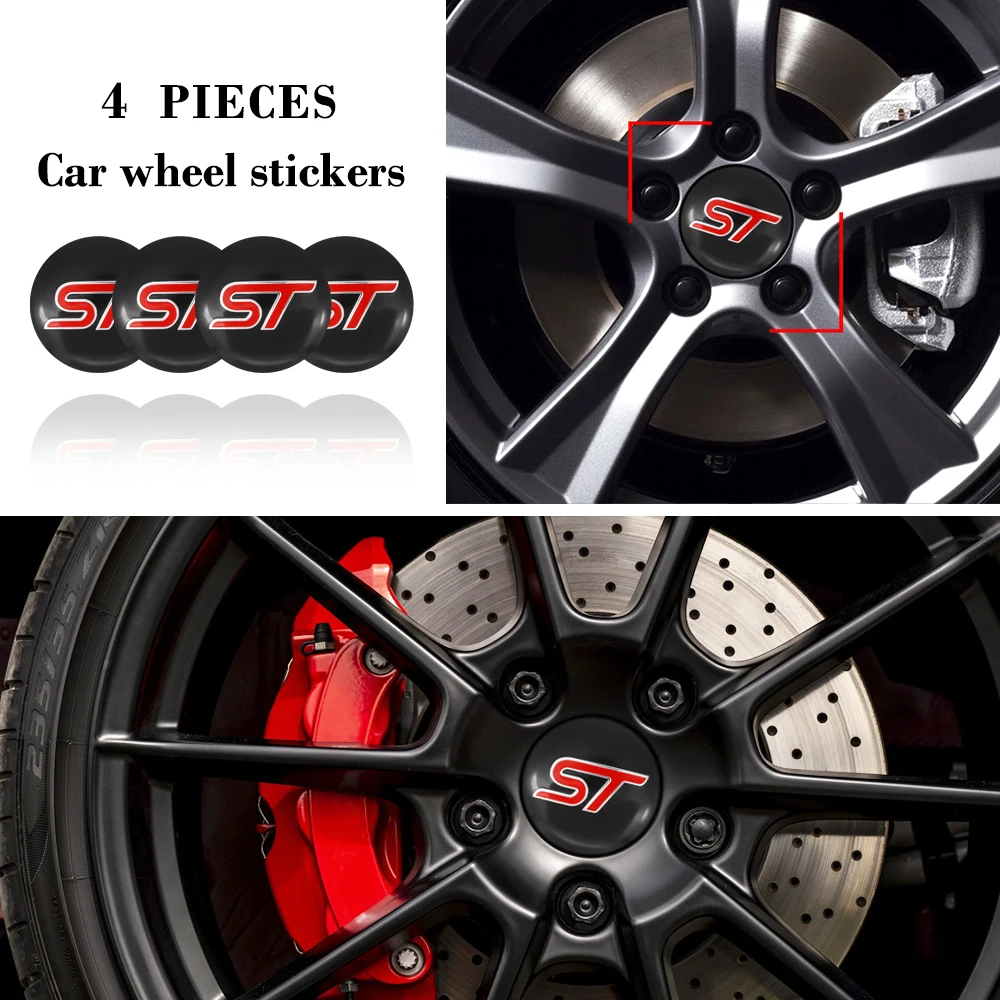 

4Pcs/set Car Wheel Center Hub Cap Stickers Decals ST Logo Car 56mm for Ford Fiesta EcoSport Escort focus 1 2 3 mk2 mk3 mk4 mk5 m