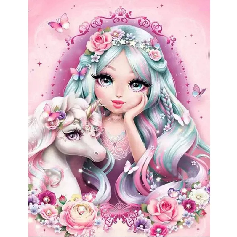 

LUOVIZEM DIY 5D Diamond Painting Fairy Unicorn Full Square/Round Drill Mosaic Embroidery Cross Stitch Home Scenery Decor Picture