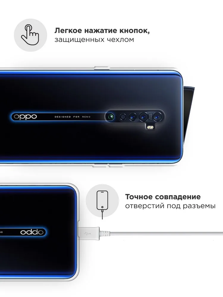 Силиконовый прозрачный чехол для Oppo Reno 2 защитный тонкий мягкий чехол-накладка -