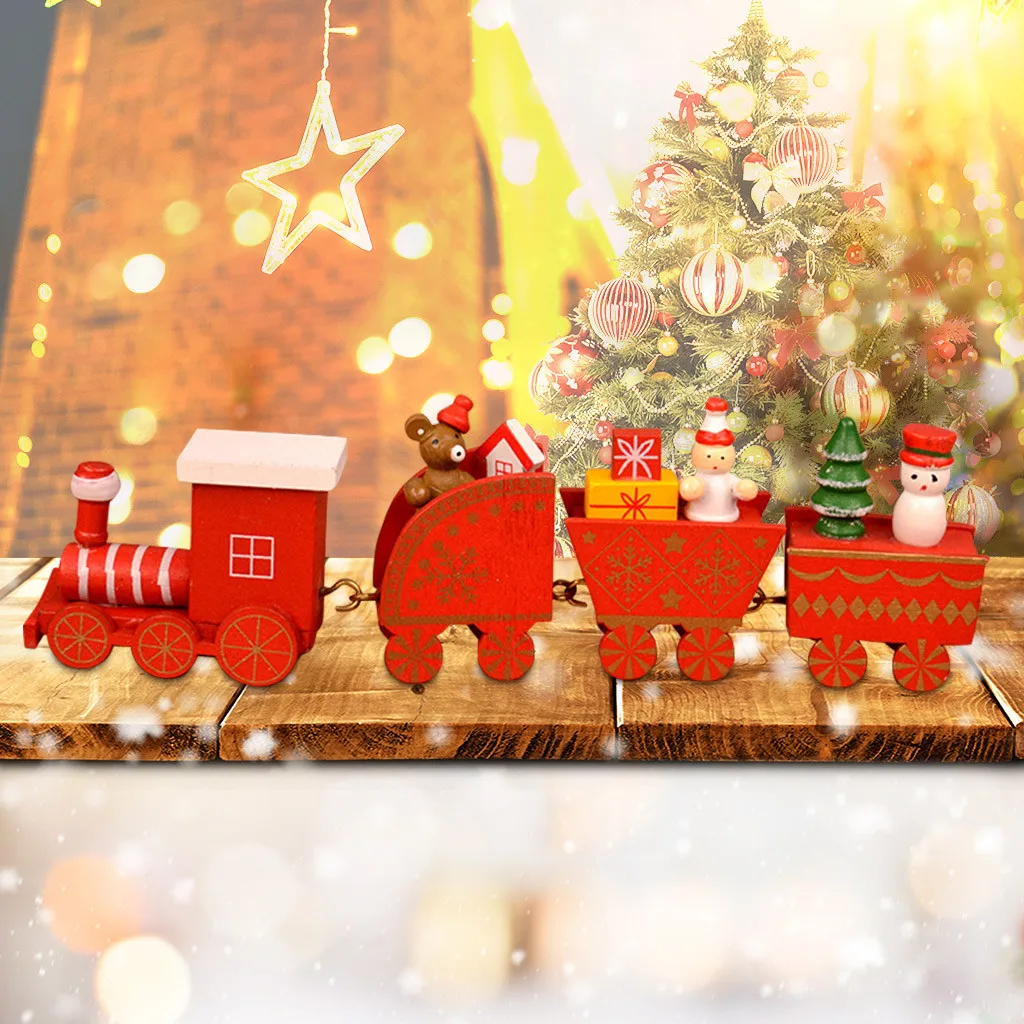 Игрушки для детей милый деревянный мультфильм Поезд Санта Клаус фестиваль