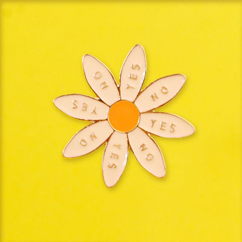 Да или нет цветок значок для брошь рюкзака воротник эмаль на булавке одежда