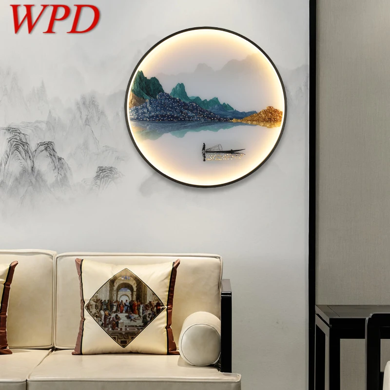 

WPD Wall Lights Modern Landscape Painting LED Sconces Round Lamp Creative For Home Bedside