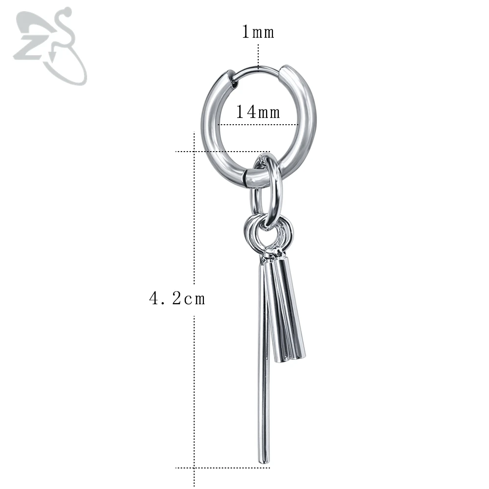 1 pcs-5 ZS серьги-кольца из нержавеющей стали с крестиком и перьями Kpop, мужские круглые висячие серьги в стиле хип-хоп, рок-ролл, панк, ювелирные изделия, aros mujer - Окраска металла: 1 pcs-5