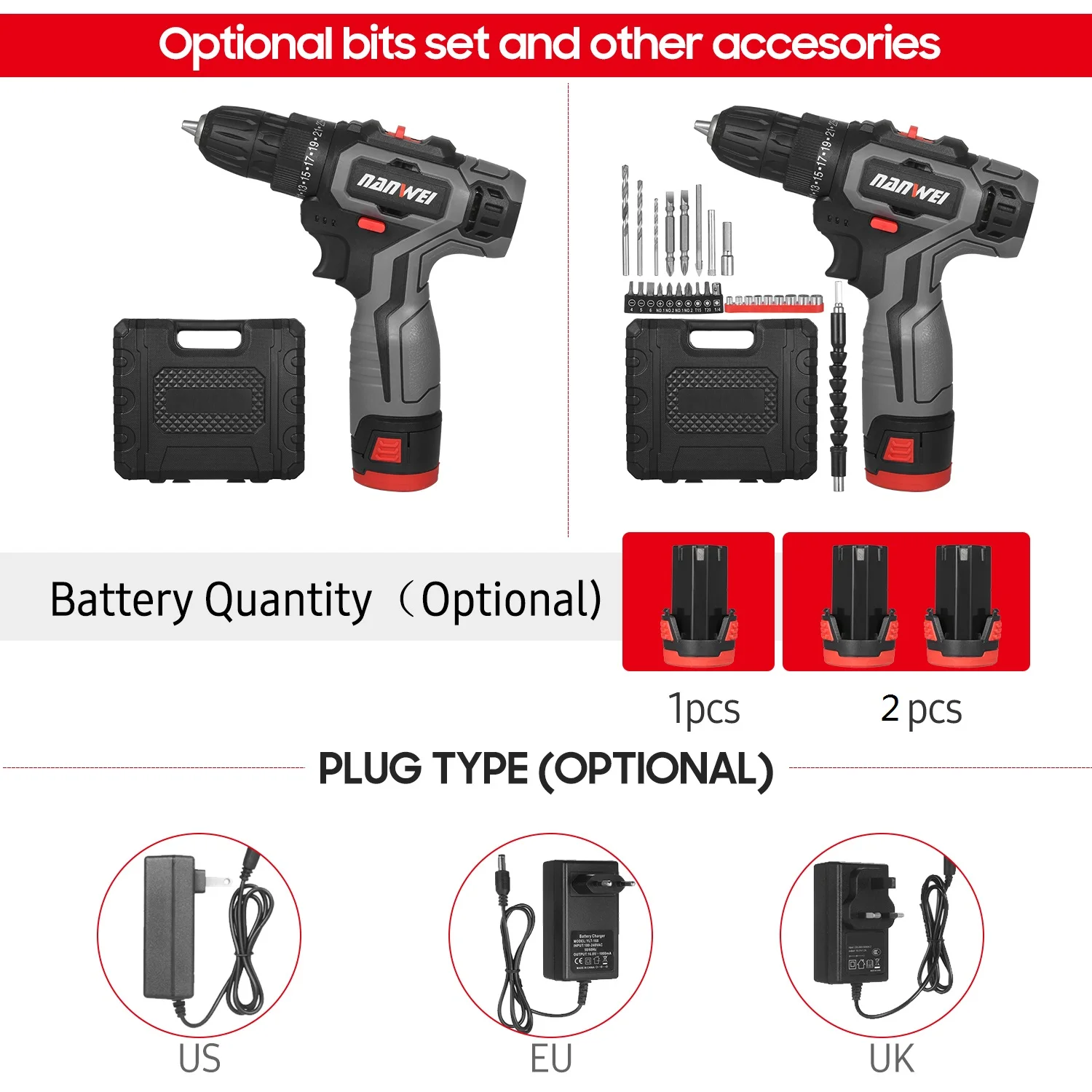 

12V Cordless Drill Brushless Electric Drill Cordless Screwdriver Mini Electric Power Screwdriver Drill 25+1 Torque Hammer Drill