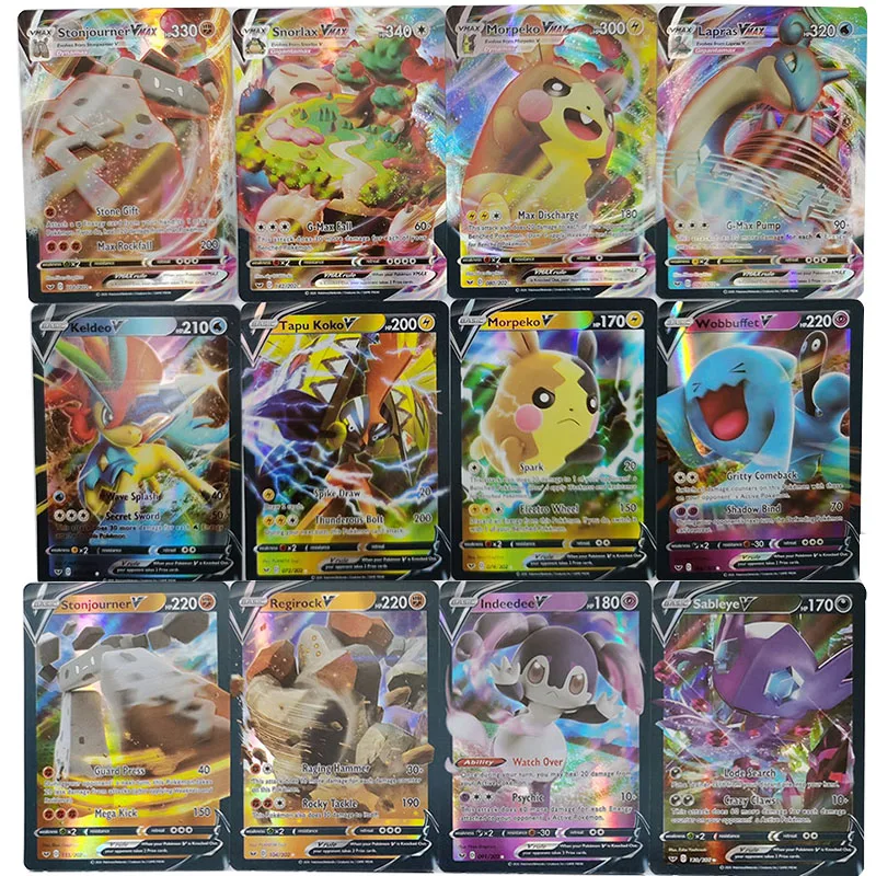 Caja de Cartas coleccionables de Pokemon Vmax, lote de 60 unids/caja de tarjetas coleccionables en ingl&eacute;s brillante, regalo de juguetes TAKARA TOMY-1