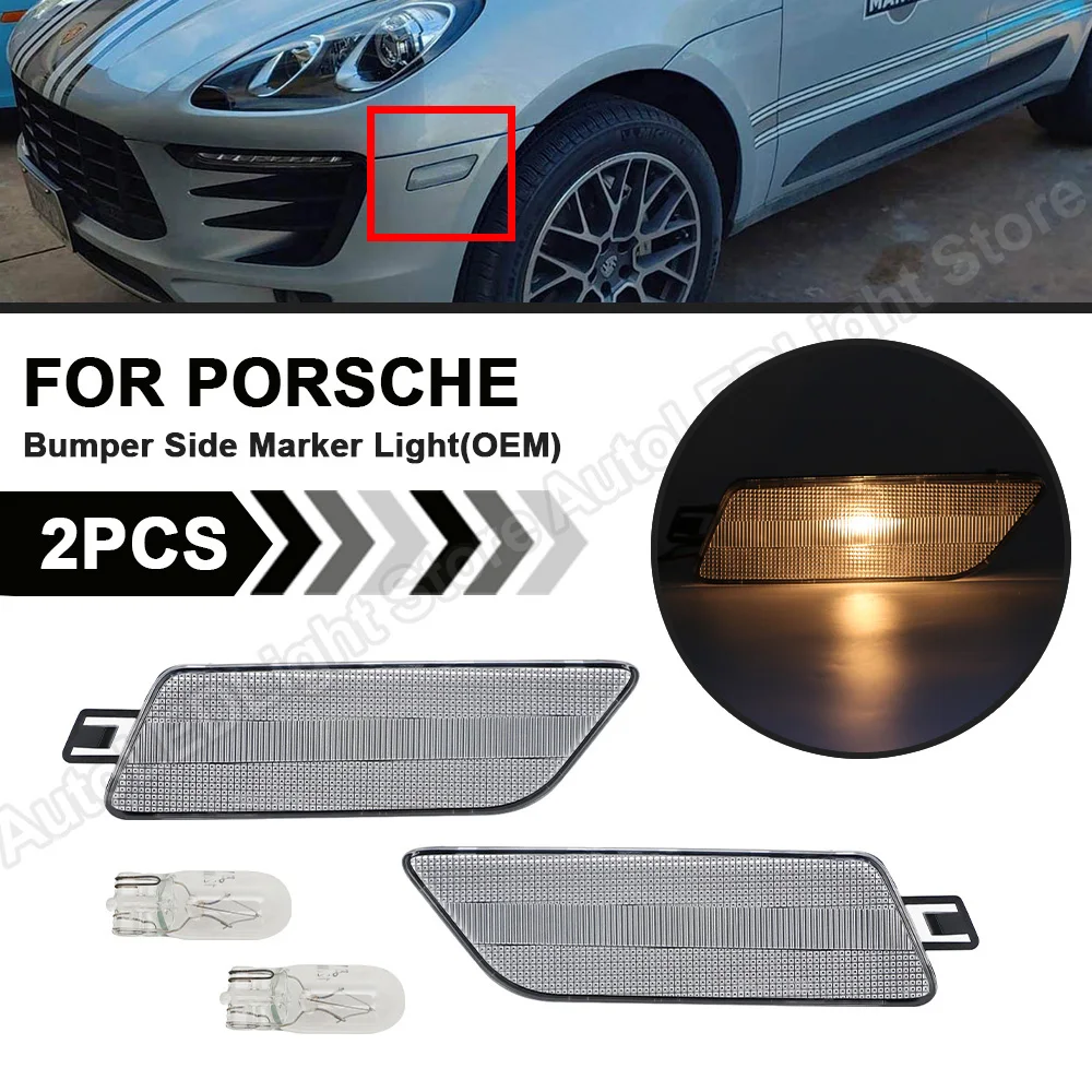 

2X For 2014 2015 2016 2017 2018 2019 Porsche Macan 2014 2015 2016 2017 2018 2019 Front Bumper Side Marker Lamp Light OEM USA Car