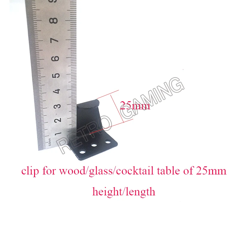 

Good quality cocktail table glass clips 25/26mm depth powder coated black steel detail for arcade cabinet machine