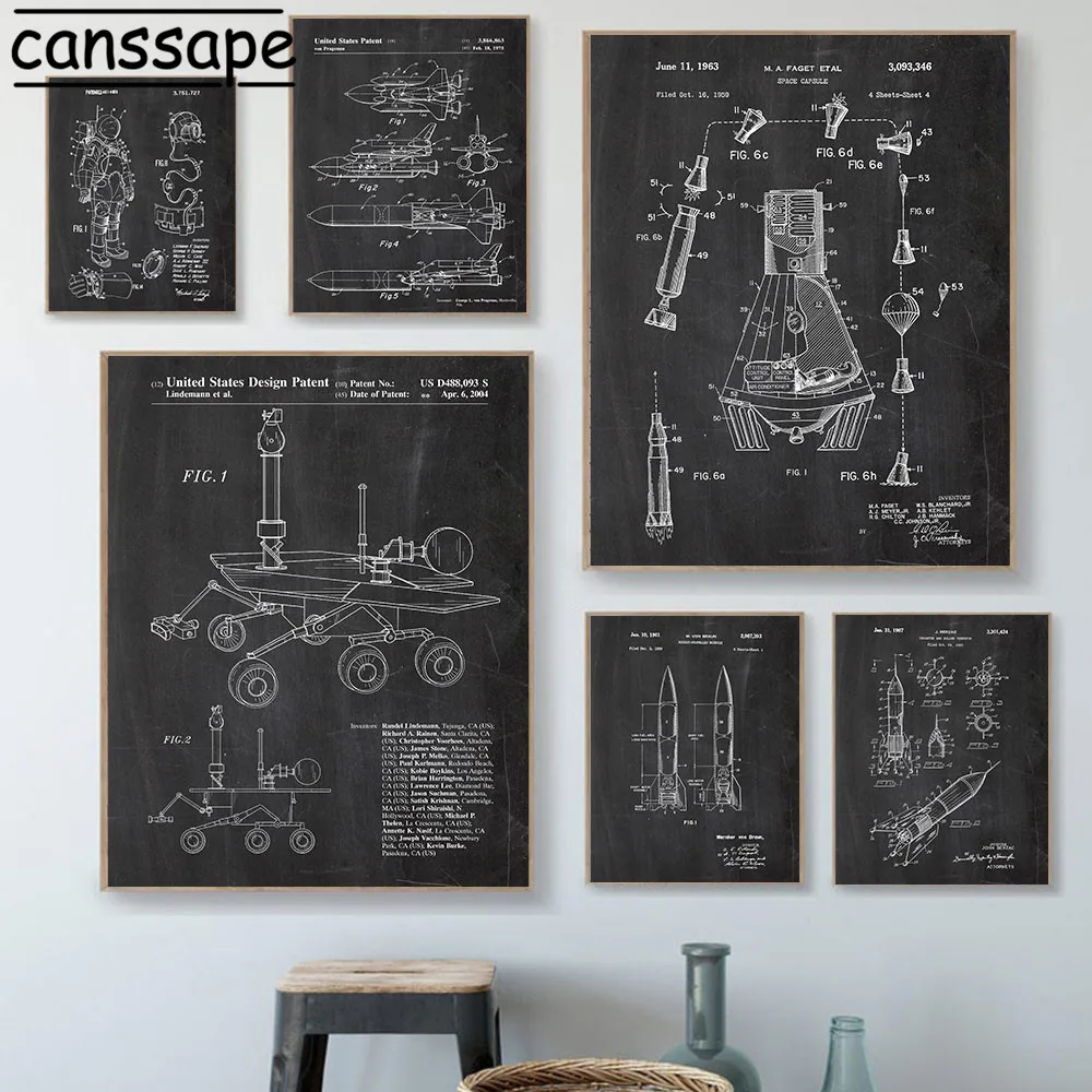 Механические произведения искусства печать на холсте плакаты с роботами ракета
