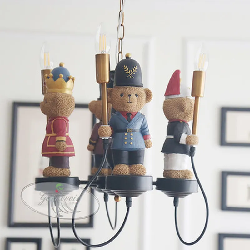 Люстра в виде британского медведя Тедди детская лампа для мальчиков и девочек