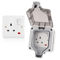 ip66 upgraded weatherproof waterproof outdoor wall switch socket with light suitable for large plug 13a uk standard safer