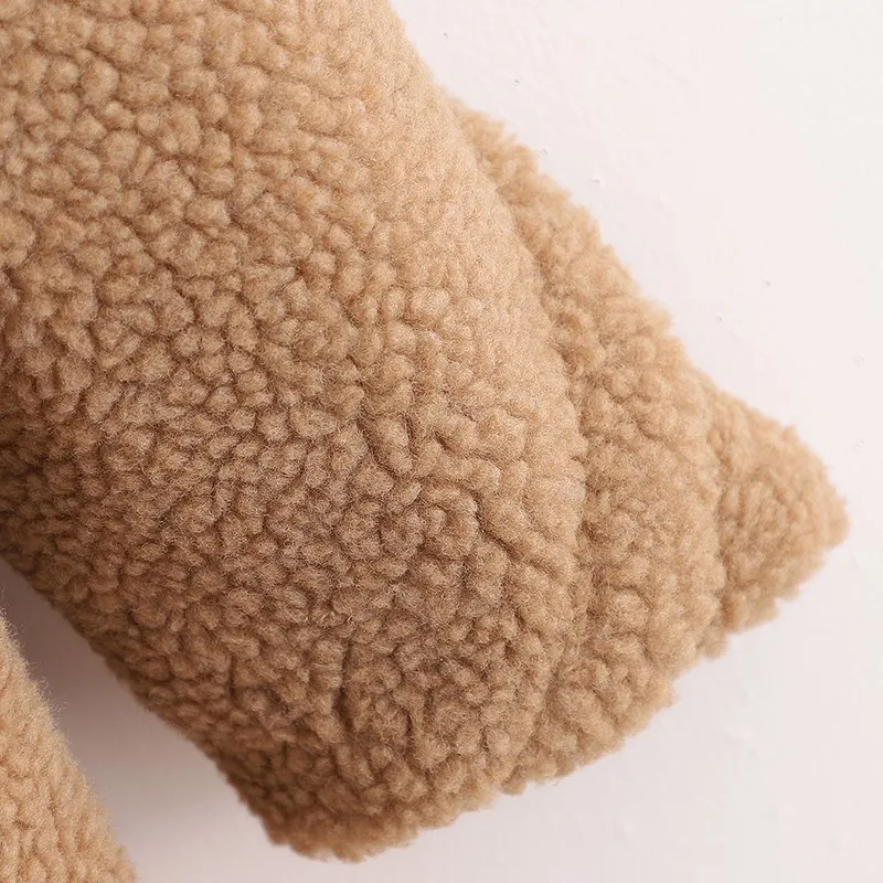 

Artsnie Winter Warm Teddy Women Coat Turn Down Collar Long Sleeve Oversized Wool Coat Double Breasted Thick Brown Coats Mujer