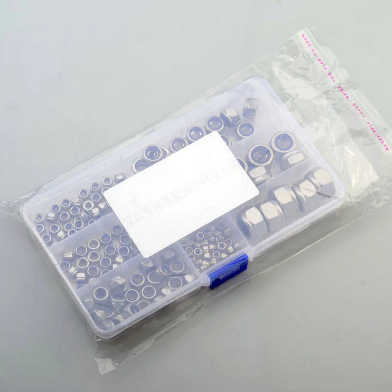 

165pcs DIN985 M3 M4 M5 M6 M8 M10 M12 304 stainless steel nylon hexagon self-locking nut combination set
