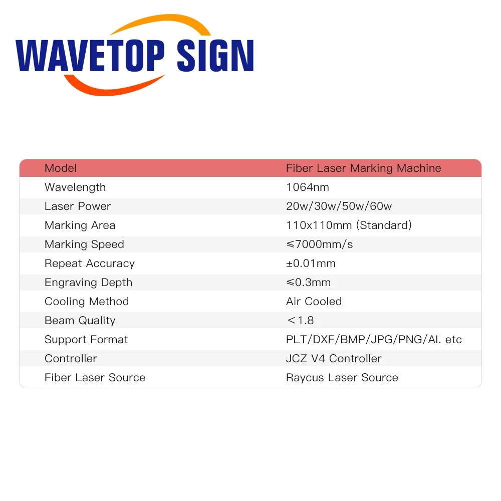 WaveTopSign 20-60 Вт портативная волоконная лазерная маркировочная машина Raycus