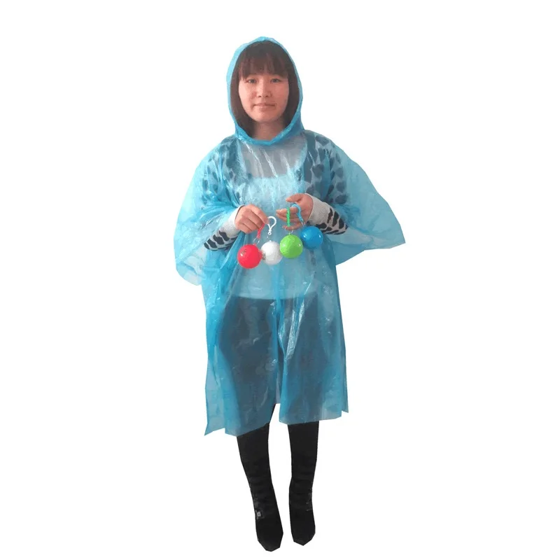 

Portable Raincoat Ball Women Men Outdoor Rainwear Waterproof Disposable Camping Hooded Ponchos Plastic Keyring Ball Rain Cover