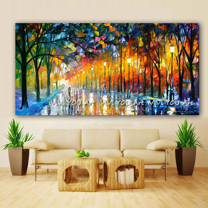 Canvas Painting Landscape painting Walling In Rain Light Road Oil Cuadros Wall Art Pictures for Living Room Home Decor | Дом и сад
