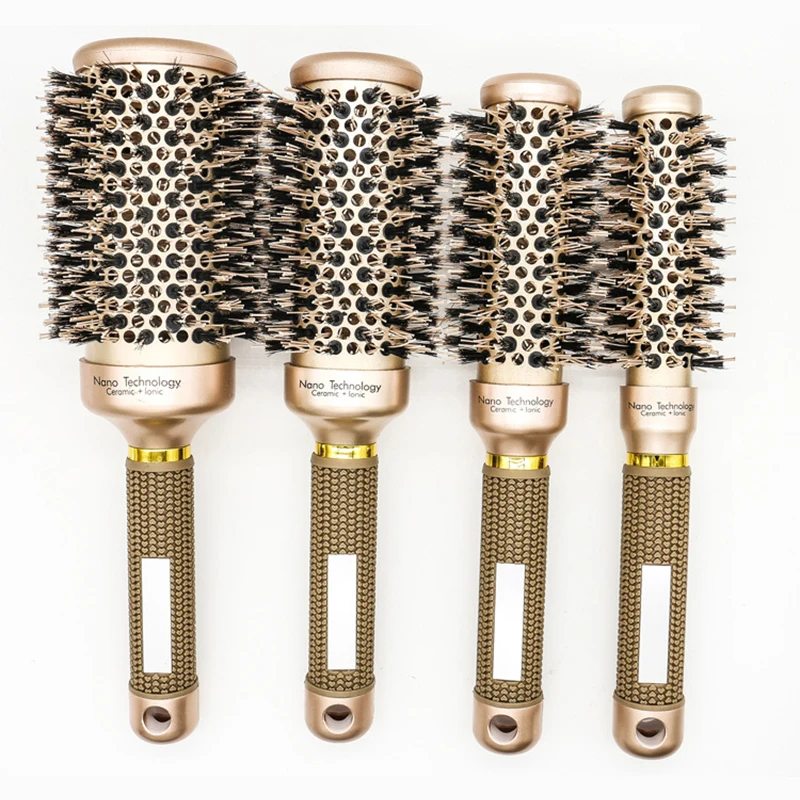 Профессиональная керамическая ионизирующая круглая щетка с щетиной кабана