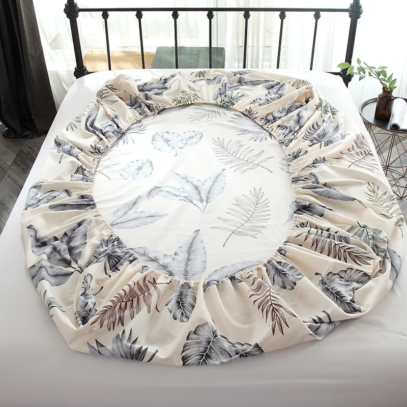 

Leaves Duvet Cover Sets Elastic Bed Sheet Pillowcase 100% Cotton Fashion Bedlinen Twin Full Queen King Size Simple Bedding Set