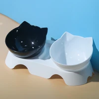 non slip double cat dog bowl with stand pet feeding cat water bowl for cats food pet bowls for dogs feeder product supplies