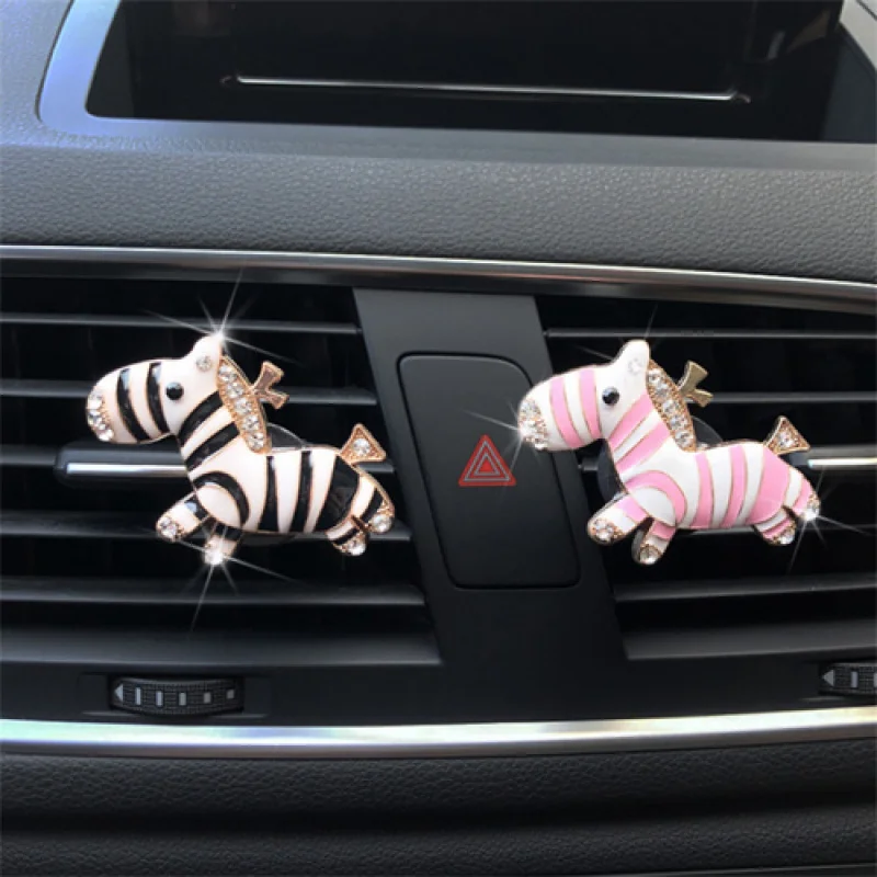 

Oil dripping rhinestones Zebra perfume car air conditioning outlet perfume clip car interior decoration supplies perfume clip