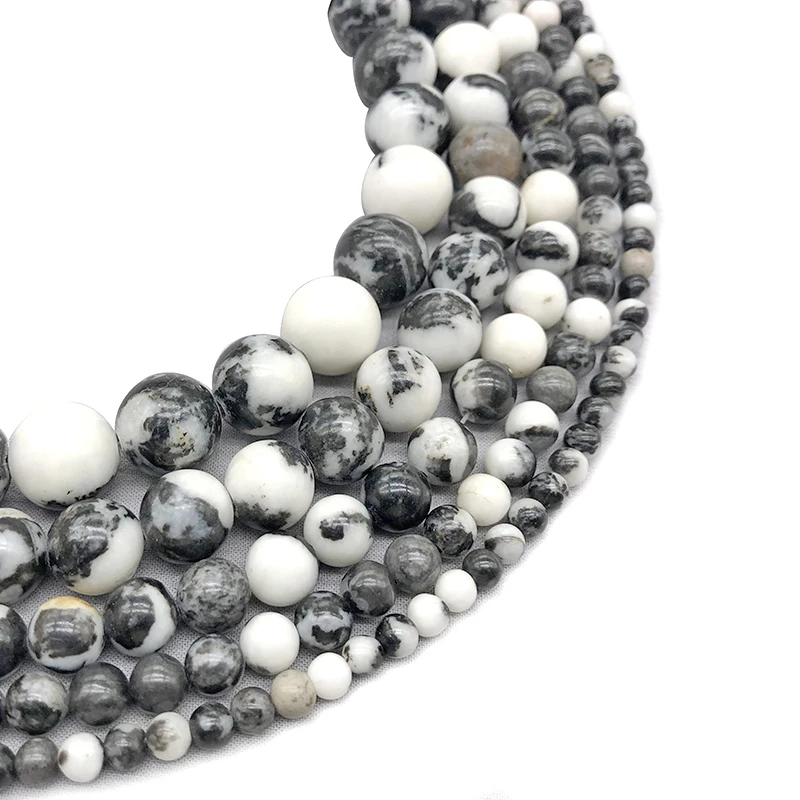 Бусины Из черно белого природного камня в виде зебры 15 дюймов нитка 4 6 8 10 12 мм