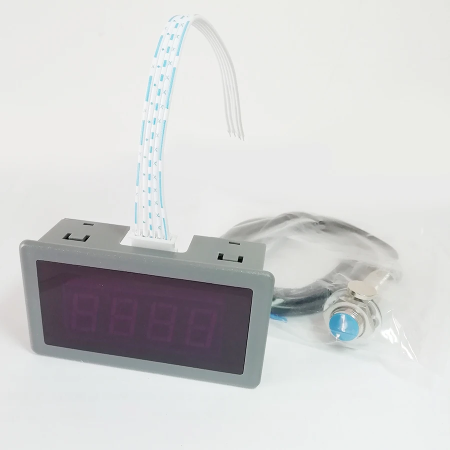 

4 Digital LED Tachometer RPM Speed Meter 10-9999RPM Speedometer w/ NPN hall proximity sensor