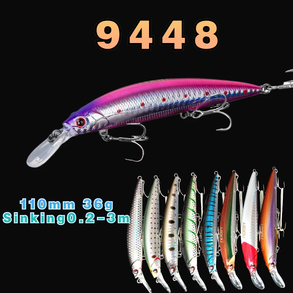 

NOEBY Sinking Minnow Fishing Lures 110mm 36g Wobbler Jerkbait Artificial Hard Baits for Sea Bass Pike Winter Tackle Fishing Lure