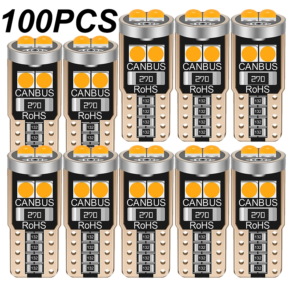 100PCS T10 W5W 168 192 2825 WY5W Super Bright LED Car Interior Reading Dome Lamp Auto Wedge Parking Bulb License Plate Lights